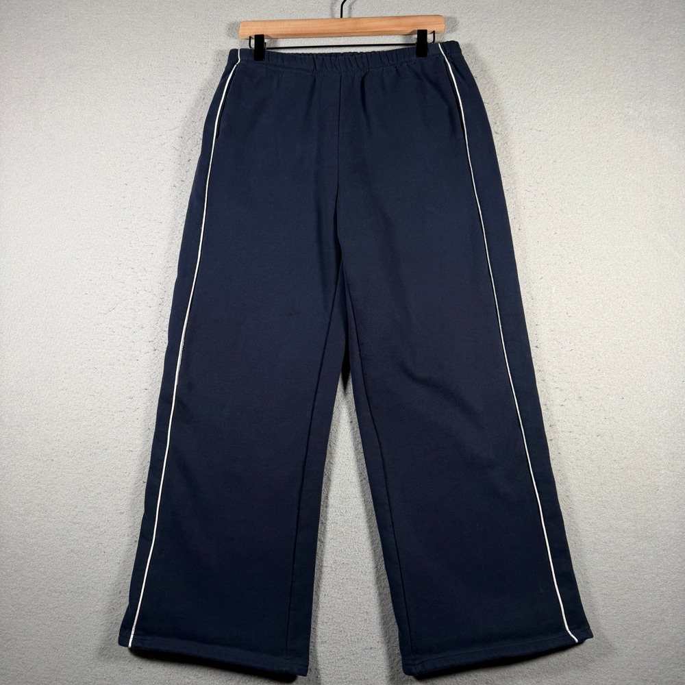 Edikted Womens‎ Wide Leg Sweatpants Navy Blue White Side Piping Size M